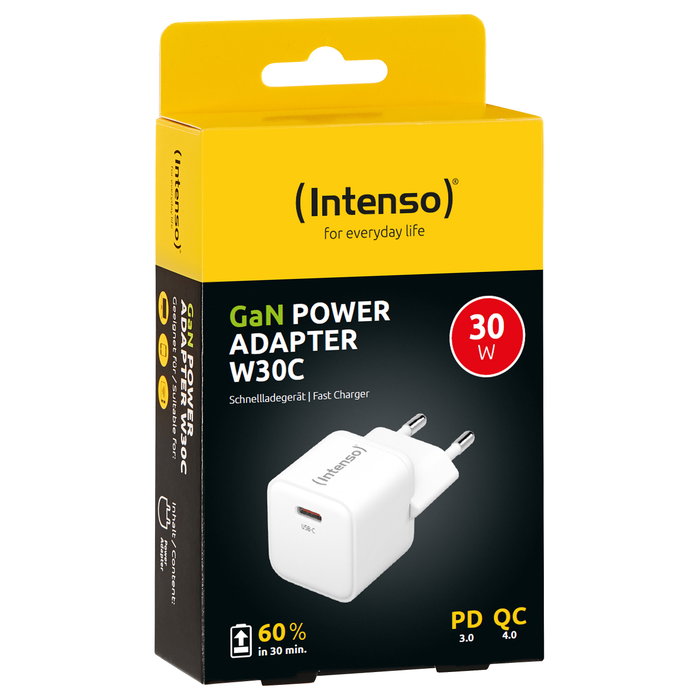 Intenso W30C GaN Adaptador de Corriente Blanco 1x USB-C 30W