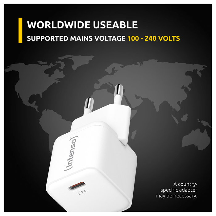 Intenso W30C GaN Adaptador de Corriente Blanco 1x USB-C 30W