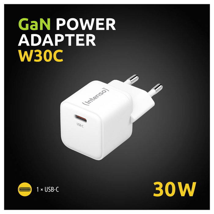 Intenso W30C GaN Adaptador de Corriente Blanco 1x USB-C 30W