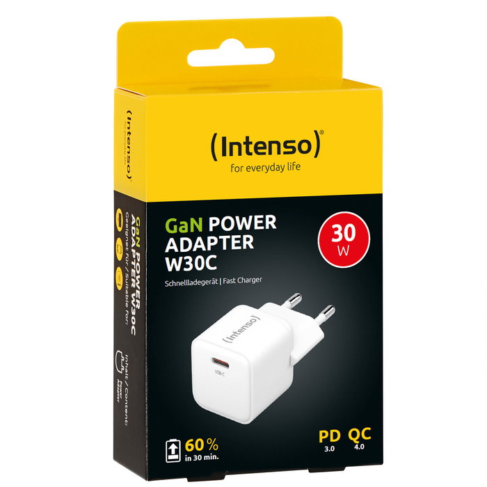 Intenso W30C GaN Adaptador de Corriente Blanco 1x USB-C 30W