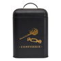 Cook Concept Bote Metal "Confiserie" Lounge Negro Mate con Ilustraciones Doradas 14,5x14,5x22 cm