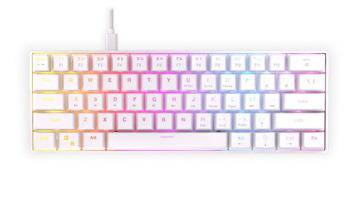 Krux Krux Qara 60% Blanco Teclado Gaming Mecánico Outemu Red RGB Krux Krux Qara 60% Blanco Teclado Gaming Mecánico Outemu Red RGB