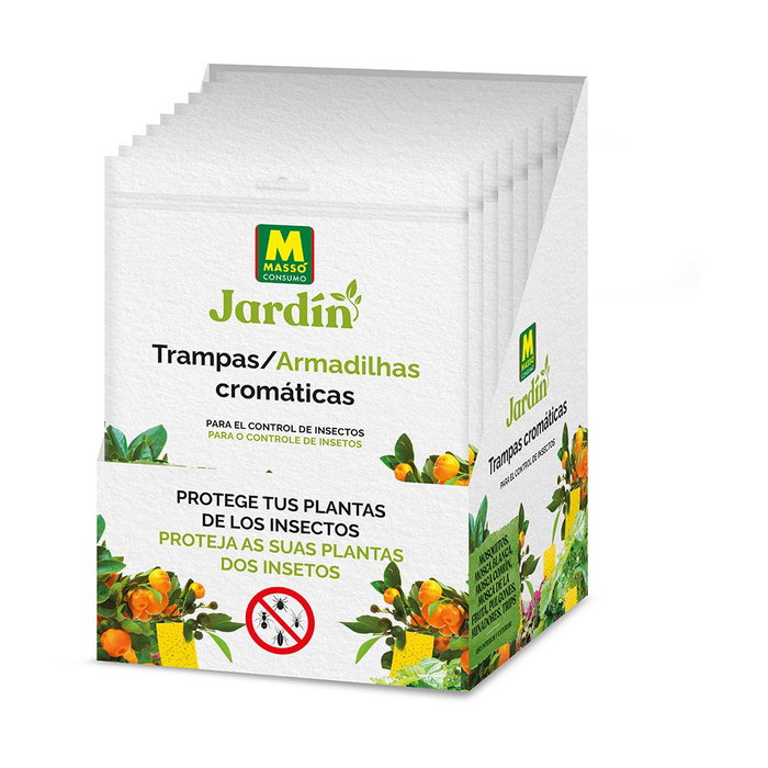 Massó Trampas Cromáticas Adhesivas Amarillas, 10 uds - 17x24 cm para Mosquitos, Mosca Blanca, Pulgones y Trips - Uso Interior/Exterior, Recortables