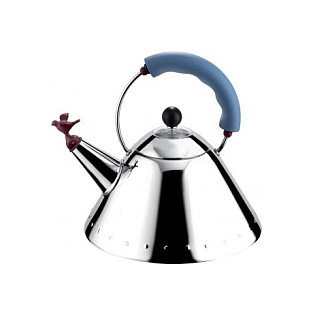 Alessi Hervidor 9093 de acero inoxidable 18/10 con silbato de pájaro Alessi Hervidor 9093 de acero inoxidable 18/10 con silbato de pájaro