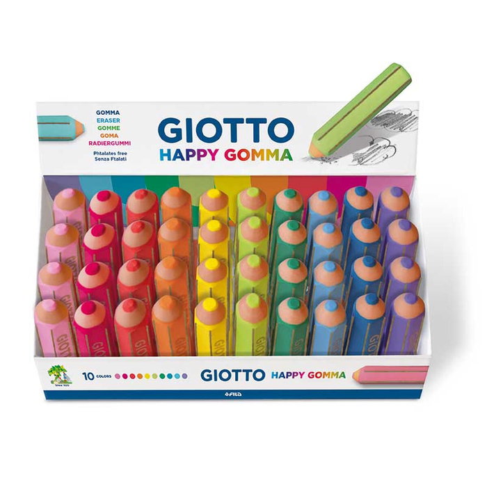 Giotto Happy Expositor de 40 Gomas de Borrar para Lápiz Colores Surtidos Giotto Happy Expositor de 40 Gomas de Borrar para Lápiz Colores Surtidos