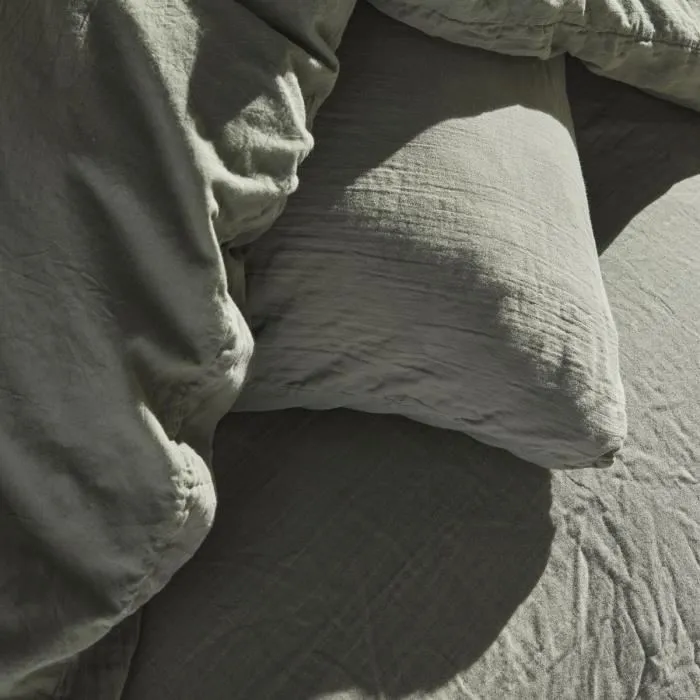 Today Juego de Cama 123329 para 2 Personas - 260x240cm - Gasa de Algodón Lisa - Salvia