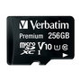 Verbatim Premium 256GB MicroSDXC Tarjeta de Memoria Clase 10 UHS-I, Lectura 90 MB/s, con Adaptador SD