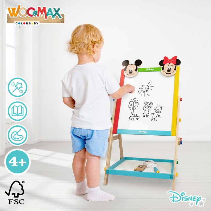 WOOMAX Disney Pizarra de madera 2 en 1 Mickey y Minnie WOOMAX Disney Pizarra de madera 2 en 1 Mickey y Minnie