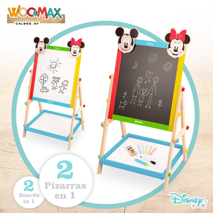 WOOMAX Disney Pizarra de madera 2 en 1 Mickey y Minnie WOOMAX Disney Pizarra de madera 2 en 1 Mickey y Minnie