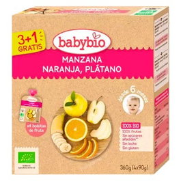 BABYBIO Pouche Manzana Naranja Plátano Bio 4x90gr