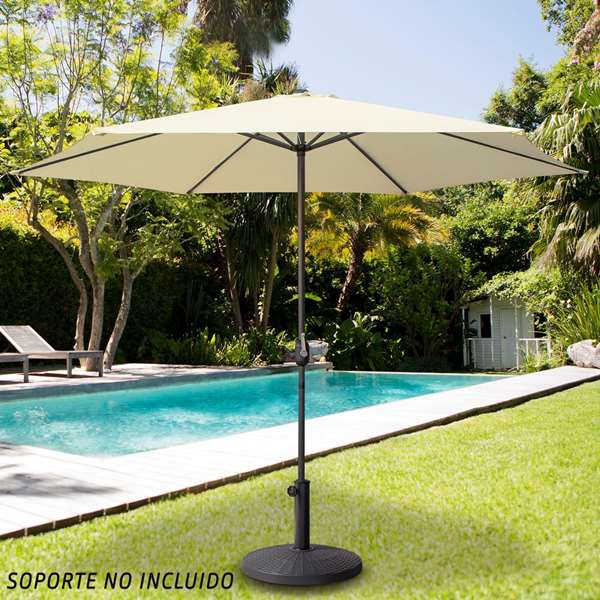Color Baby Parasol Terraza 300 cm con Chimenea y Mástil de Aluminio 3,8 cm Color Crema