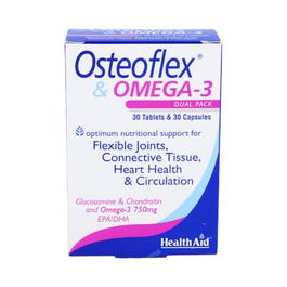 Health Aid Osteoflex Omega 3 30Comprimidos 30Cápsulas | Glucosamina, Condroitina, Vitamina C, Cúrcuma, Manganeso y Omega-3 para el Mantenimiento Cardiovascular y Articular