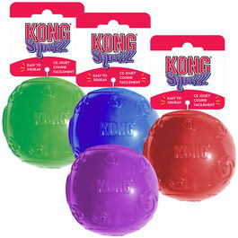 Kong Pelota Squeezz Ball Mediana de Caucho Blando Resistente y Flexible con Sonido 6 cm