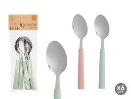 KINVARA Set 6 Cucharas Postre Surtidos Menta Rosa Palo 9x24x3cm (Set de 12)