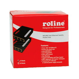 ROLINE Switch de Ethernet Rápido de Bolsillo, 5 Puertos, Conexión Bidireccional Completa (Full Duplex), Interfaz Fast Ethernet