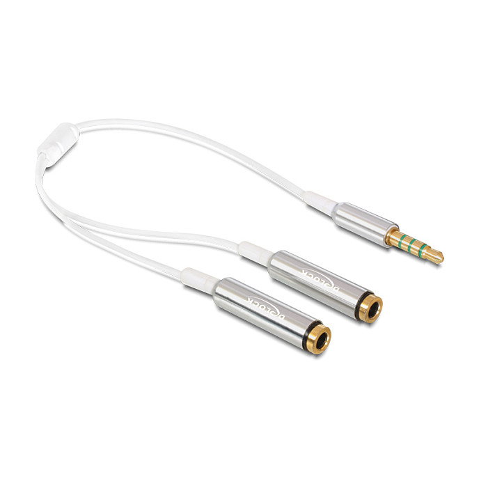 DeLOCK 65576 Cable de audio splitter 3,5 mm macho a 2 x 3,5 mm hembra Blanco