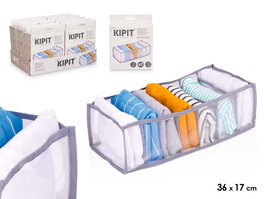 Kipit Organizador de Ropa Interior con 7 Compartimentos, Gris, 36x17x12 cm (Set de 24)