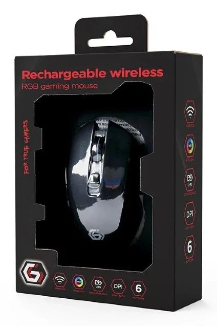 Gembird Firebolt MUSGW-6BL-02 Ratón Gaming RGB Inalámbrico Negro