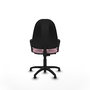 Silla de oficina Algarra con mecanismo Contacto permanente básico tapizada con Tela color Rosa. Equipada con Base poliamida negra, Brazos fijosy Topes