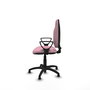 Silla de oficina Algarra con mecanismo Contacto permanente básico tapizada con Tela color Rosa. Equipada con Base poliamida negra, Brazos fijosy Topes