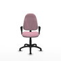 Silla de oficina Algarra con mecanismo Contacto permanente básico tapizada con Tela color Rosa. Equipada con Base poliamida negra, Brazos fijosy Topes