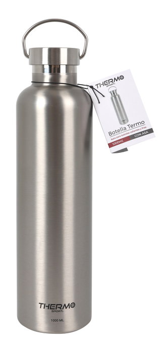 Thermosport Botella Termo de Acero Inoxidable con Asa, 1000 ml (1 L), 30,5 cm Alto x 8 cm Diámetro (6 Unidades)