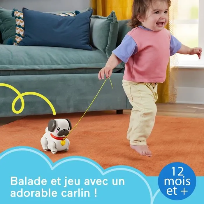 Fisher-Price Perrito de Paseos Pug para Arrastrar con Movimiento y Sonidos Fisher-Price Perrito de Paseos Pug para Arrastrar con Movimiento y Sonidos