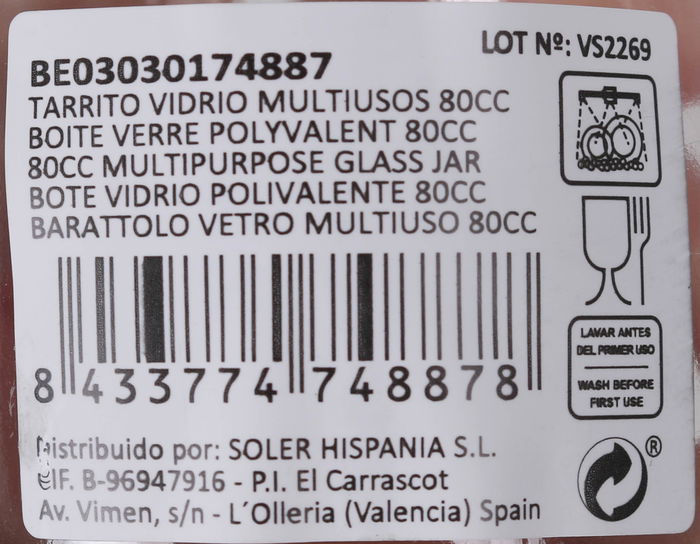 Mediterraneo Tarrito Vidrio Multiusos 80 cc (5.3x7.2cm) (72 Unidades)