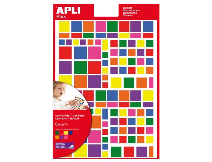 Apli Gomets autoadhesivos cuadrados multicolor de 756 unidades