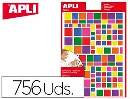 Apli Gomets Autoadhesivo Cuadrado Multicolor Blister 756 Unidades Surtidas