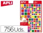 Apli Gomets autoadhesivos cuadrados multicolor de 756 unidades