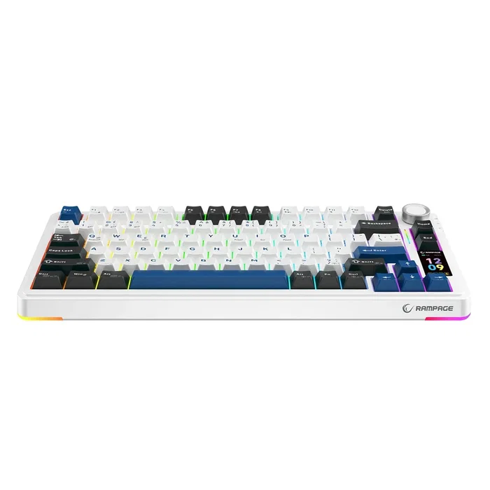 Rampage Quell Pro Teclado Mecánico Inalámbrico 2.4G + BT Hot-Swap Gasket Pantalla Disposición Polaca
