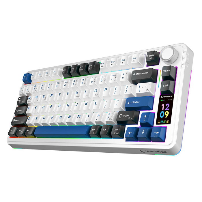 Rampage Quell Pro Teclado Mecánico Inalámbrico 2.4G + BT Hot-Swap Gasket Pantalla Disposición Polaca