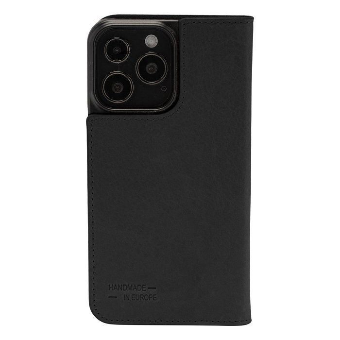 JT Berlin BookCase Tegel para Apple iPhone 16 Pro, Piel Auténtica, Negro