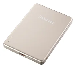 Intenso MW5000 Batería Externa Magnética Power Bank 5000 mAh Compatible con MagSafe, Carga Inalámbrica 15W y USB-C PD 20W, Color Champán