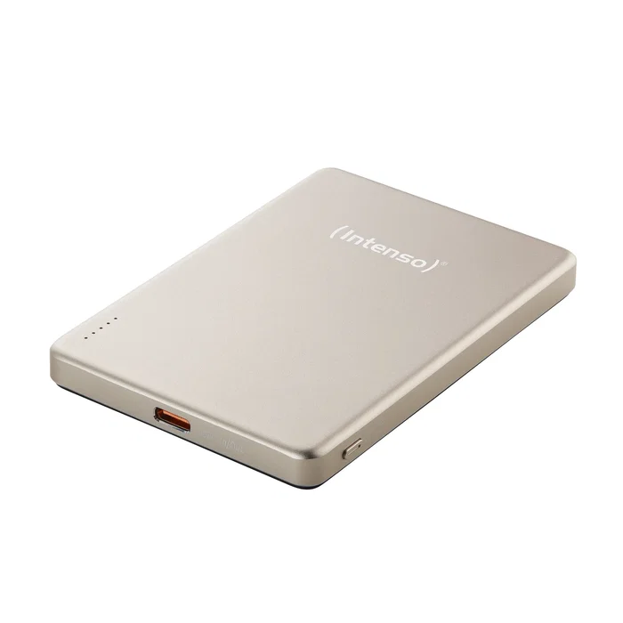 Intenso MW5000 Batería Externa Magnética Power Bank 5000 mAh Compatible con MagSafe, Carga Inalámbrica 15W y USB-C PD 20W, Color Champán