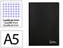 Liderpapel Libreta Tapa Negra A5 80 Hojas Cuadro 5mm con Doble Margen