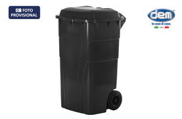 Inde Cubo Basura Con Tapa 240 Lt. Negro 60 cm Ancho x 105 cm Alto x 78 cm Largo (2 Unidades)