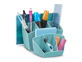 Cep Organizador de Sobremesa Antibacteriano de Plástico Verde Agua con 8 Departamentos, 143x158x93 mm