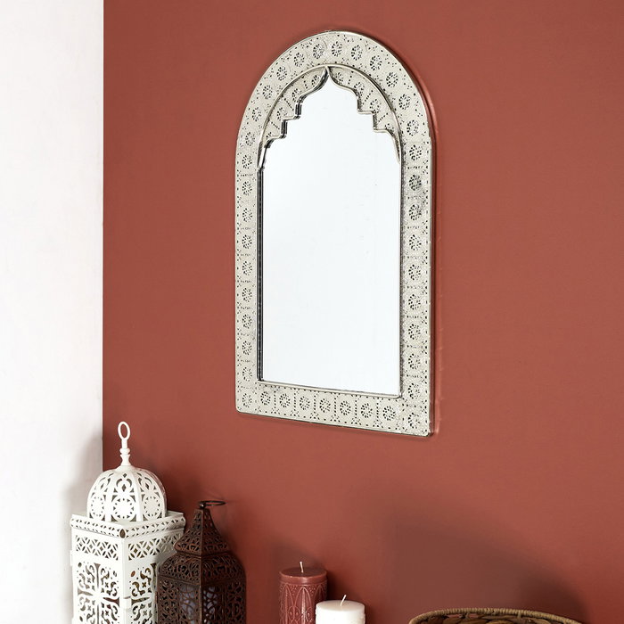 Home Deco Factory Espejo Oriental Mirage 56x37x1 cm - Metal plateado con moldura calada