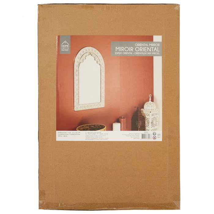Home Deco Factory Espejo Oriental Mirage 56x37x1 cm - Metal plateado con moldura calada