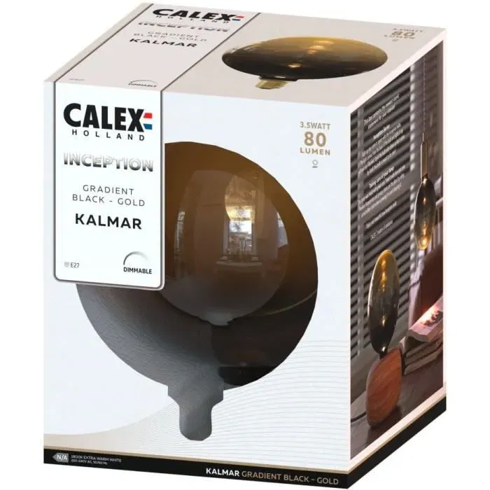 Calex Inception Kalmar Bombilla LED E27 3,5 W 80 lm 1800 K Intensidad Variable Degradado Negro/Oro
