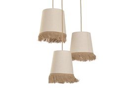 DKD Home Decor Lámpara de Techo de Fibra Triple Crudo y Natural 40x40x35 cm