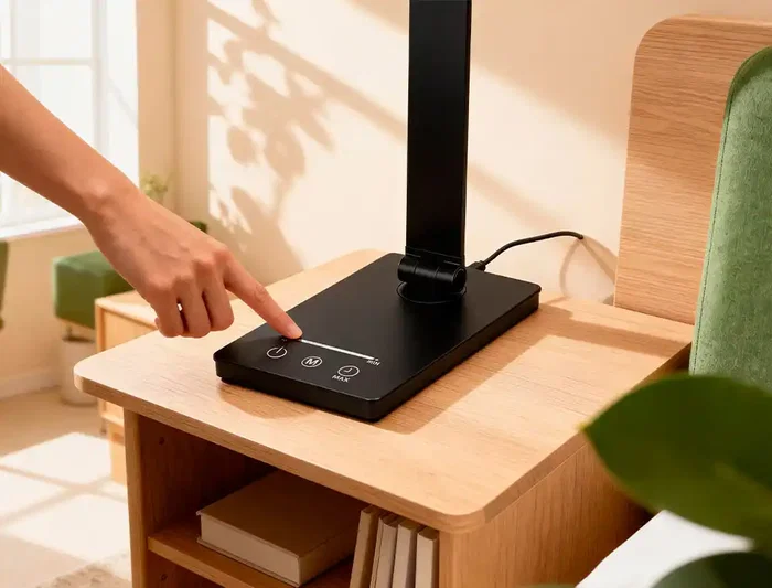 Q-connect Lámpara de Escritorio Vega LED con Brazo Articulado, 10W 400lm, 5 Niveles de Brillo y Color, USB-C, Ajuste CCT 3000K-6000K, Táctil, Color Negro