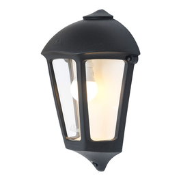 Fumagalli Farol de Pared Giulio, Negro, Cristal Transparente, Casquillo E27, IP55, 23W Max, Resina UV, 265x135x375 mm