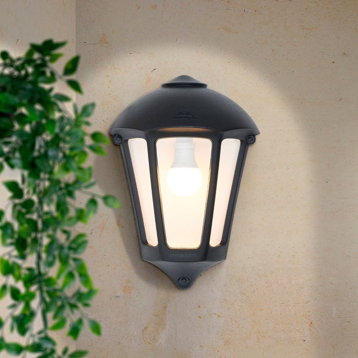 Fumagalli Farol de Pared Giulio, Negro, Cristal Transparente, Casquillo E27, IP55, 23W Max, Resina UV, 265x135x375 mm Fumagalli Farol de Pared Giulio, Negro, Cristal Transparente, Casquillo E27, IP55, 23W Max, Resina UV, 265x135x375 mm