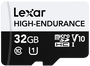 Lexar Tarjeta MicroSDHC de 32 GB High-Endurance UHS-I Clase 10, V10 LMSHGED032G-BCNNG