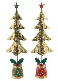 DKD Home Decor Árbol de Navidad Metálico Rojo y Verde 92 cm