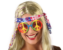 Gafas Hippie Multicolor Unisex Adulto Símbolo de Paz Años 60