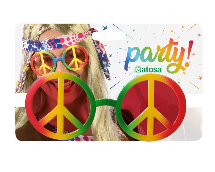 Gafas Hippie Multicolor Unisex Adulto Símbolo de Paz Años 60